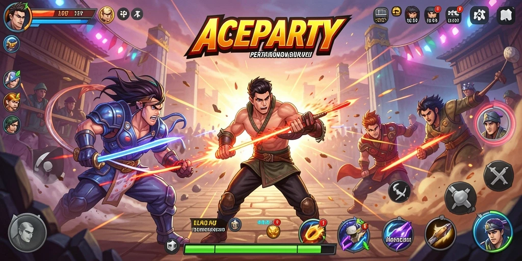 Gameplay ACEPARTY yang penuh aksi dan pertarungan seru.