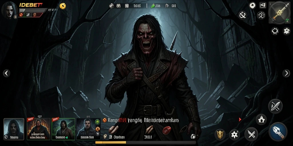 Tampilan gameplay mencekam dari IDEBET yang penuh dengan kegelapan.