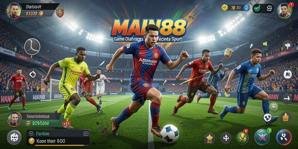 Tampilan gameplay olahraga yang mendebarkan dan seru.